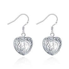 E075-pendientes de plata con forma de corazón para mujer, joyería de moda, regalo para el Día de San Valentín, alta calidad y bajo precio 2024 - compra barato