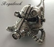 Regalrock Steam punk Mask Skeleton Armor Helmet Pendant Necklace 2024 - buy cheap