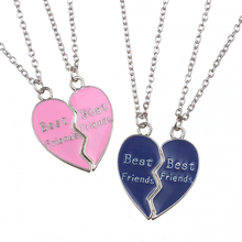 ZRM Fashion Jewelry Pink Blue Charm 1Pair Half Love Heart Pendant Best Friends Necklace For Men And Women Wholesale 2024 - buy cheap