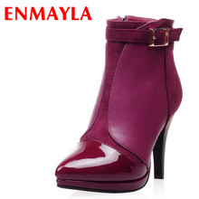 ENMAYLA Sexy Poninted Toe Ankle Boots Women Short Shoes  Size 41 Buckle High Heels Ankle Boots Platform Black Thin Heels Boots 2024 - buy cheap