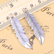 38pcs Charms For Jewelry Making feathers tree leaf 45x11mm Antique Silver Plated Pendants DIY Tibetan Silver Bracelet Necklace 2024 - buy cheap