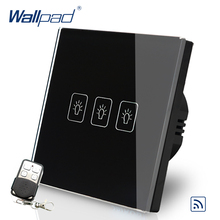 Remote 3 Gang 2 Way 86*86mm EU UK European Wallpad Black Glass RF Broadlink Wifi Support 3 Gang Remote Switch 2 Way Control 2024 - buy cheap