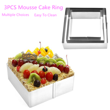 3Pcs Stainless Stell Pastry Rings Square Mousse Cake Rings  DIY Pastry Accessories Cake Shop Pastry Tools For Baking 2024 - buy cheap