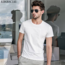 AIRGRACIAS, летняя Новинка, высокое качество, Мужская футболка, повседневная, короткий рукав, Круглый ворот, 100% хлопок, Лоскутная футболка, мужская белая футболка 2024 - купить недорого