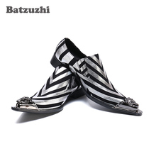 Batzuzhi Vintage  Leather Mens Dress Shoes Metal Pointed Toe  Chaussure Homme Party and Wedding Shoes Men, Big Sizes 6-12 2024 - buy cheap