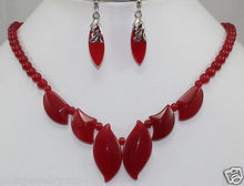 Jewelry Red jade Necklace Earring Set >>plated watch wholesale Quartz jade CZ crystal 2024 - buy cheap