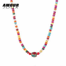 Nepal Stone Charm Necklace For Women Colorful Stone Beaded Chain Choker Bohemian Necklaces For Women Female Ethnic Jewelry 2024 - buy cheap