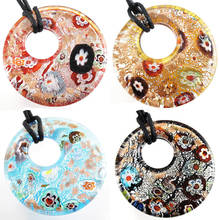 Wholesale Mix color Fashion Handmade Art Round Lampwork Murano Glass Pendant Necklace Jewelry 12pcs/lot no string 2024 - buy cheap