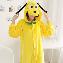 Женские пижамы кигуруми с желтой собакой, фланелевые пижамы с капюшоном и животными для взрослых, зимние комбинезоны, ночная рубашка, пижамы, домашняя одежда 2024 - купить недорого