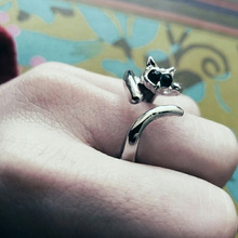 Милый подарок серебряное кольцо в форме кошки с регулируемыми глазами и изменяемым размером 2024 - купить недорого