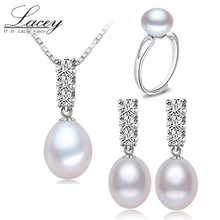 Hot Sale 925 Sterling Silver Jewelry Set for Women 100% Real Natural Pearl Wedding Jewelry Set Promotion Pearl Jewelry ring 2024 - buy cheap