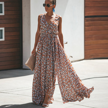 TEELYNN-vestido largo de verano con estampado floral, traje holgado sin mangas con escote triangular y abertura 2024 - compra barato