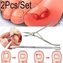 Cortador de unhas encravadas, 2 peças, cortador de unhas, removedor de pele morta e sujeira + paroníquia, ferramenta de pedicure, cuidados com as unhas cortador 2024 - compre barato