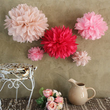 6"15cm Paper Pom Poms Wedding Decoration 5pcs Artificial Flowers Pompons Birthday Party Kids Happy Marriage Christmas Favors 2024 - buy cheap