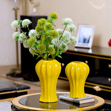 Vaso de cerâmica amarelo moderno, vaso de flores secas para peças centrais de mesa, casamentos, vaso de porcelana, decoração de casa 2024 - compre barato