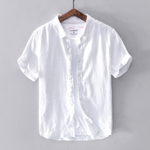 Summer linen Shirt casual men's short sleeved shirts breathes Cool  shirt loose asia size High Quality 2024 - buy cheap