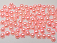 1000 Pink Half Pearl Bead 6mm Flat Back Round Gems Scrapbook 2024 - buy cheap