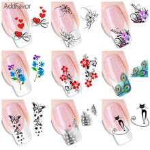 AddFavor Butterfly Flower Nail Decal Sticker Fingernail Decal DIY Design Nail Art Decoration Adhesive Foil Floral Nail Sticker 2024 - buy cheap