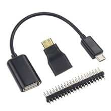3-em-1 Raspberry Pi Kit Acessórios Zero Mini HDMI para HDMI Adaptador + Cabo OTG + 20 -Pin Conector GPIO Para Raspberry Pi W Zero 2024 - compre barato