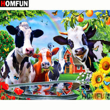 HOMFUN Full Square/Round Drill 5D DIY Diamond Painting "Animal cattle" 3D Diamond Embroidery Cross Stitch Home Decor A20120 2024 - buy cheap