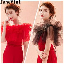 JaneVini Red/Black Bridal Cape Short Mesh Bolero Girl Lebanon Wedding Jacket Bolero Wrap Women Party Accessories Etole Mariage 2024 - buy cheap