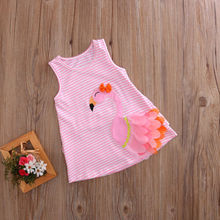 Милое розовое платье в полоску с изображением лебедя без рукавов для маленьких девочек детская одежда От 0 до 4 лет 2024 - купить недорого