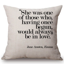 Black and White Jane Austen Quotation Letter Print Concise Nordic Sofa Chair Cushion Case Cotton Linen Pillow Cover Home Decor 2024 - buy cheap