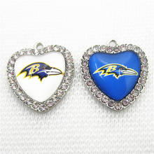 20pcs Football Team Ravens Charms Crystal Heart US Sport Floating Charms DIY necklace pendant Jewelry Dangle Charms 2024 - buy cheap