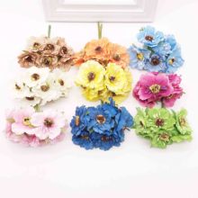 6 peças flores artificiais de alta qualidade seda buquê de cereja para casamento decoração de casa faça você mesmo scrapbooking flores artesanais 2024 - compre barato