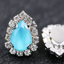 New high quality glass rhinestones teardrop shape sew on crystal button Sea blue Mocha crystals rhinestones Diy jewelry/nail art 2024 - buy cheap