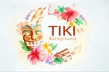 7x5ft надпись "Алоха Гавайи" Tiki Flowers Party Custom моющаяся без морщин фон для фотостудии плотная полиэфирная ткань 2024 - купить недорого