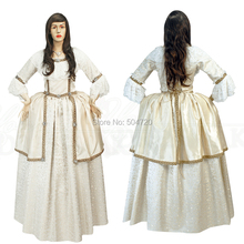 ¡A medida! vestido de gala medieval para Halloween, Teatro gótico renacentista, Regencia del siglo 17, HL-179 con estampado blanco 2024 - compra barato