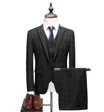2019 New Style Wedding Bestman Suits Casual Plaid Male High Quality Suit Men's Business Party Suits Men(Jacket+Vest+Pants)terno 2024 - buy cheap