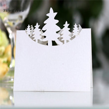 10 Uds. Tarjeta en forma de árbol de Navidad para asiento hueco nombre lugar tarjeta boda suministros para decoración de mesas 7zSH874 2024 - compra barato