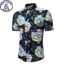 Mens Hipster Flower Printed Floral Shirt 2018 Summer New Short Sleeve Hawaiian Shirt Men Casual Brand Beach Shirt Chemise Homme 2024 - buy cheap