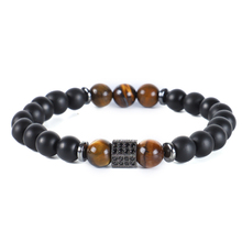 Homens Pulseira Naturais Talão Pulseira Cúbicos de zircônia Pedra olho de Tigre Pulseiras Homens Jóias presente pulseras hombre pará 2024 - compre barato