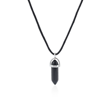 Bullet Shape Pendant Necklace Manmade Natural Quartz Crystal Healing Stone Pendant With Black Wax Cord Necklace 2024 - buy cheap