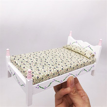 Mini cama para niñas, casa de muñecas, muebles en miniatura de dormitorio, juguete de Color blanco para niños, juguete para juego de muñecas 2024 - compra barato