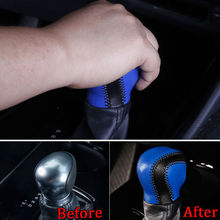 For Toyota C-HR CHR 2016-2018 AT 1pc Gear Shift Lever Knob Cover Shell Trim Leather Blue+Black Color  Car Styling Accessories 2024 - buy cheap