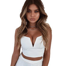 2018 Sexy Girl Women Camisole Sleeveless Tank Top Bustier Midriff Casual Vest Crop Top Shirt Blouse Deep V-Neck White Black 2024 - buy cheap