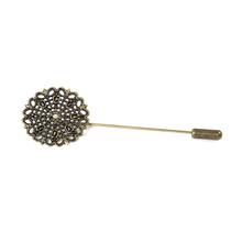 DoreenBeads Antique Bronze Filigree Flower Brooch Back Pins Findings 7.5x2.5cm(Filigree Flower:25mm),10PCs (B17328) 2024 - buy cheap