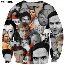 Мужской свитер с круглым вырезом YX для девочек, модный Повседневный пуловер с 3d принтом для мужчин и женщин, 2019 2024 - купить недорого