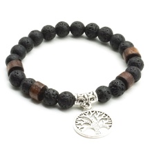 Wooden Beads 8mm Lava Stone Tree of Life Bracelet Reiki Buddha Prayer DIY Essential Oil Diffuser Bracelet Bangle Jewelry 2024 - buy cheap