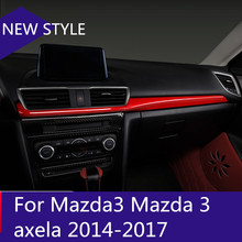 ABS Chrome Carbon Fiber Car Middle CD Center Control Interior Accessories Stripe For Mazda3 Mazda 3 axela 2014-2018 2024 - buy cheap