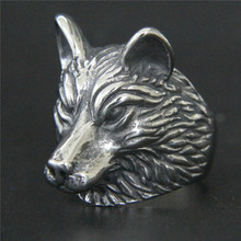 Anel de cabeça de lobo anel de aço inoxidável 316l, joia masculina para homens e meninos, anel legal de lobo, 1 peça 2024 - compre barato