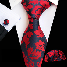 3 Pcs/Set 8cm Formal Ties Sets Red Paisley Pattern Corbata with Pocket Square Cufflink 2024 - buy cheap