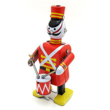 Vintage Royal band drummer Tin toy Classic Clockwork Mechanical Wind Up Robot Tin Toy For Adult Kids Collectible Gift 2024 - купить недорого