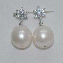 free shipping luxury Noble jewelry Natural white 13mm round Kasumi Pearl earring 2024 - buy cheap