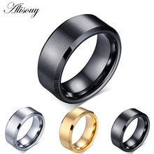 Alisouy 2019 width 8mm Tungsten men's Ring Punk style Ring Steel Black Gold rings for men high quality Anti-scratch finger ring 2024 - buy cheap