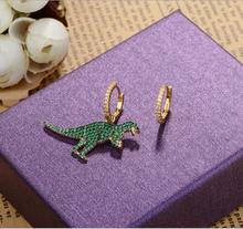 european fashion design elegant animal pave green cubic zirconia high quality women uneven Huggie Gold color earring 2024 - buy cheap